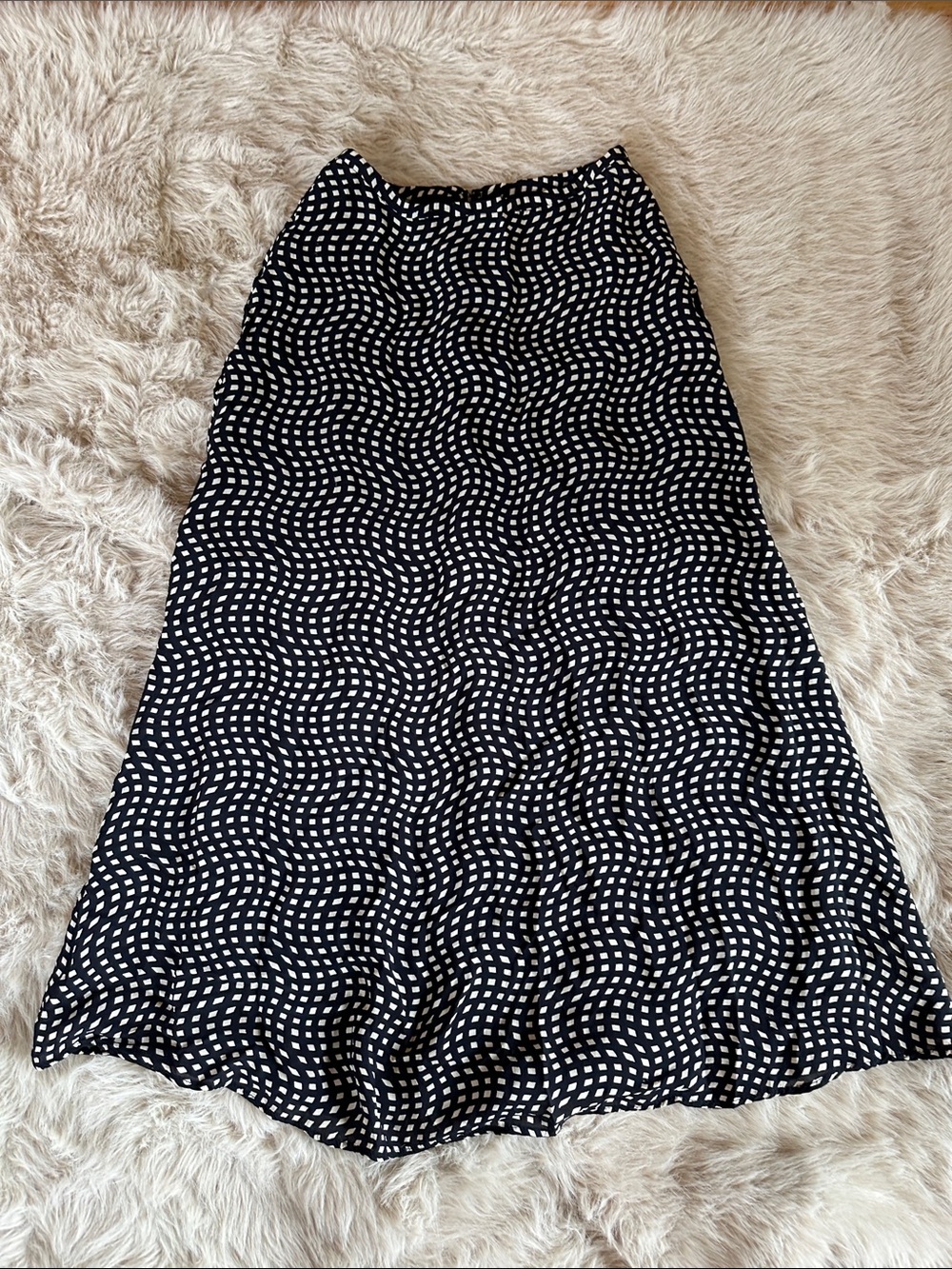Black and White Wave Print A-Line Maxi Skirt